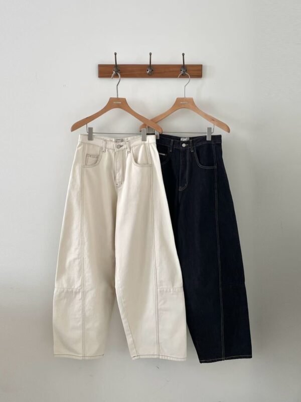 鬆身明線牛仔長褲 Denim Barrel