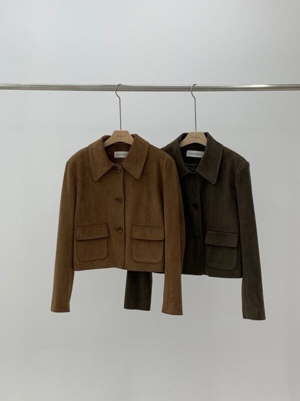 復古短身絨面外套